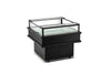 CM-900C Refrigerated Island Display Cooler showcasing snacks and beverages with double-tempered glass, 37.5 inches wide.