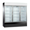 EFI C3-78GDVCX X-LINE 78" 3-Door black glass display cooler for efficient product visibility.