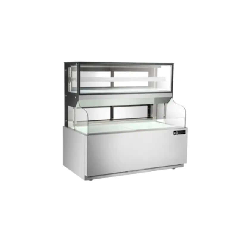 EFI CGOSM-6060 open air merchandiser with stainless steel design for showcasing chilled goods.