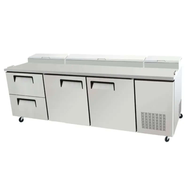 EFI CPDW2-93VC 93" commercial refrigerated pizza prep table with drawers for efficient food service.