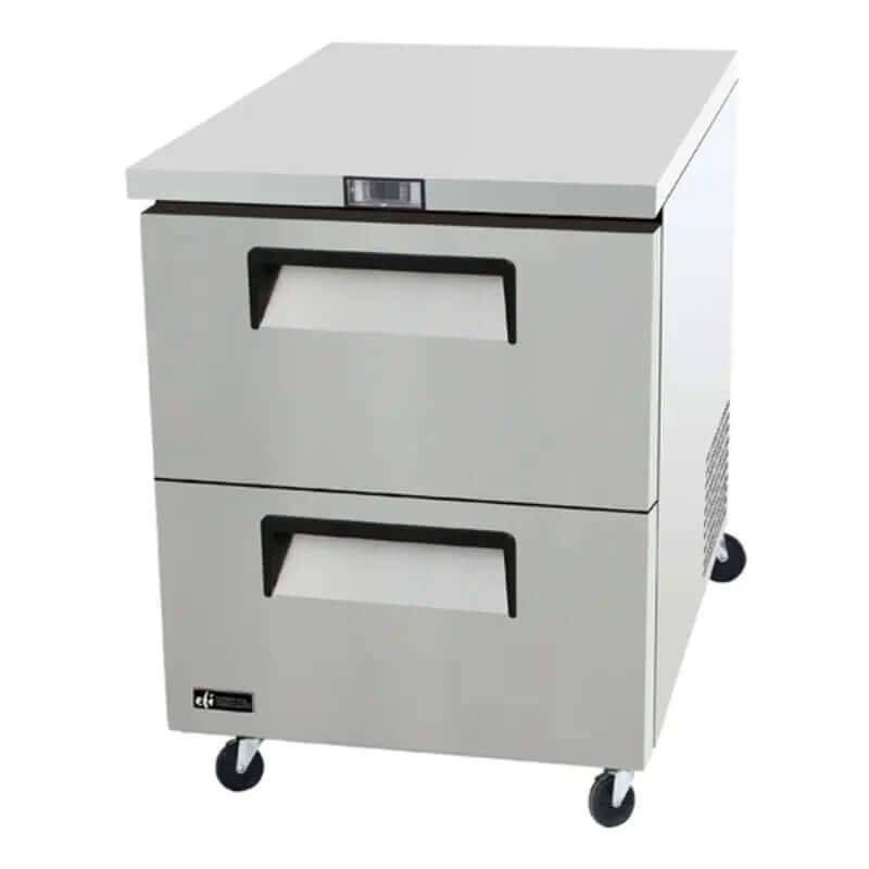 EFI FUDW2-27VC stainless steel undercounter commercial freezer with drawers for efficient kitchen storage.