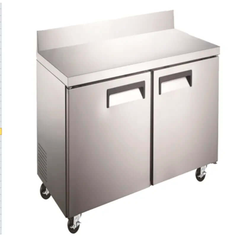 EFI FWDR2-36VCX 36-Inch Two-Drawer commercial worktop freezer with stainless steel surface.