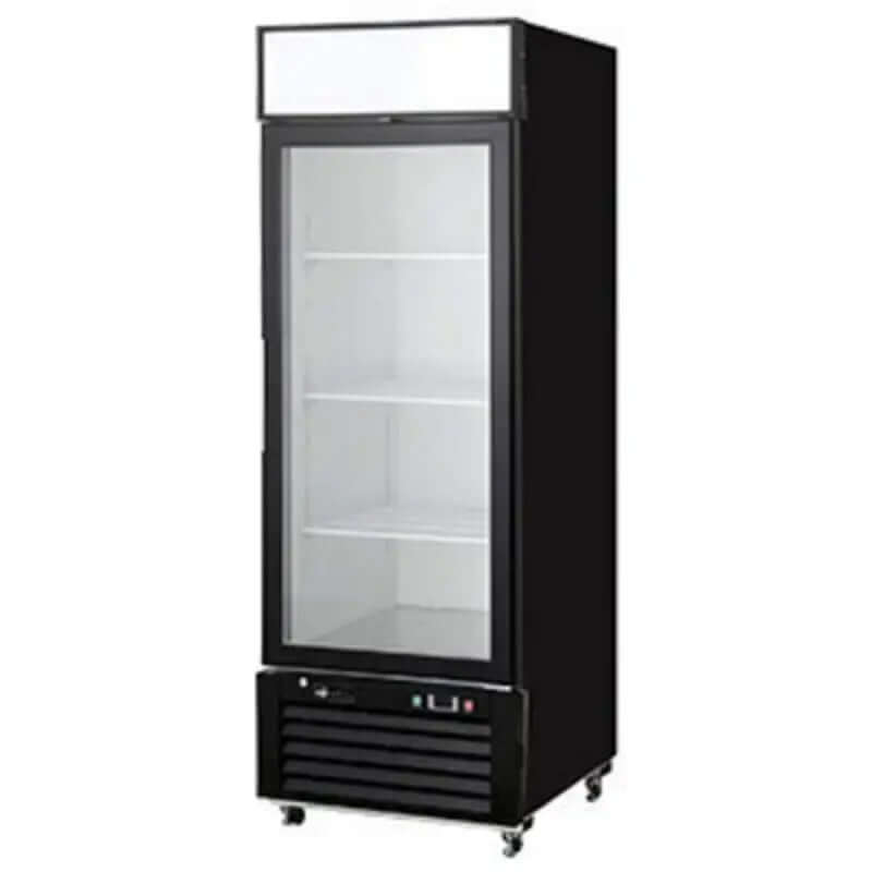 EFI C1-27GDVC-L left hinge glass door commercial merchandiser refrigerator for retail display.