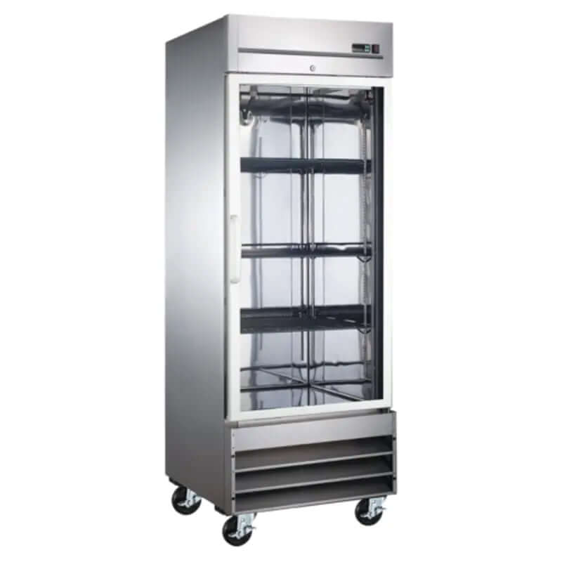 EFI X-LINE 27" Glass Single Door Stainless Steel Commercial Cooler for beverages and dairy.
