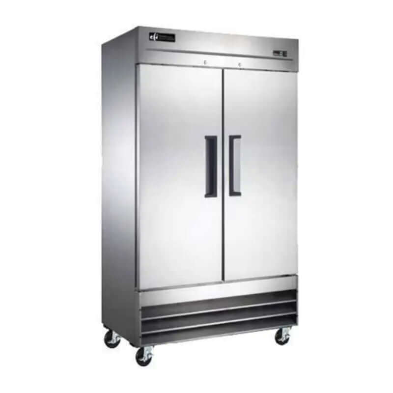 EFI X-LINE 39-inch commercial reach-in freezer, model F2-39VCX, with solid double doors and stainless steel finish.