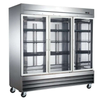 EFI X-LINE 82" Glass 3 Door Stainless Steel Commercial Glass Door Cooler showcasing sleek design and energy efficiency.