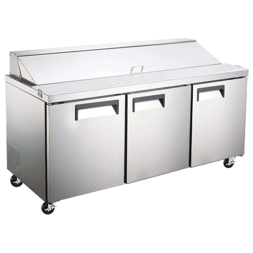 SCL3 Refrigerated Salad/Sandwich Prep Table 70" in stainless steel, ideal for commercial kitchen use.