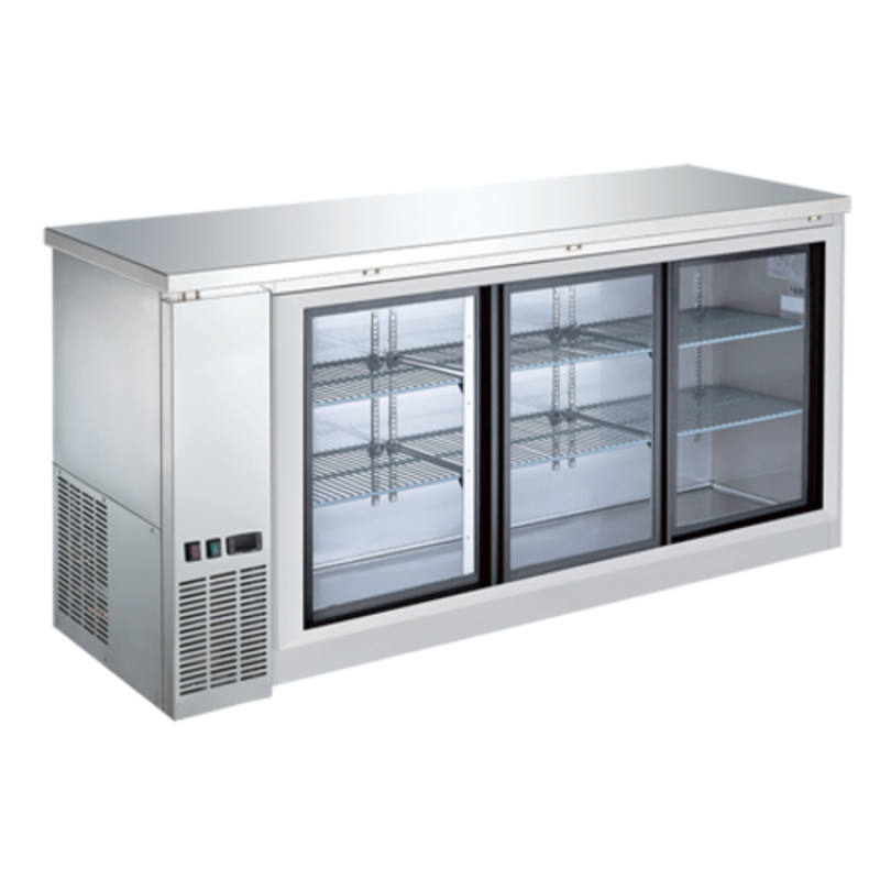 EFI CBBSGDS3-72CC 72.8-Inch 3-Door Sliding Glass Refrigerated Back Bar Cooler
