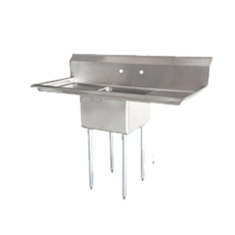 Omcan 25255 72-Inch Single Compartment Stainless Steel Pot Sink with Dual Drainboards