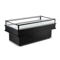 CM-1800C Refrigerated Island Display showcasing chilled foods and beverages with a sleek black design.