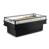 CM-2100C Refrigerated Island Display showcasing beverages and pre-packaged foods, an 85 inch refrigerated island display.