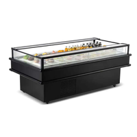 CM-2100C Refrigerated Island Display showcasing beverages and pre-packaged foods, an 85 inch refrigerated island display.
