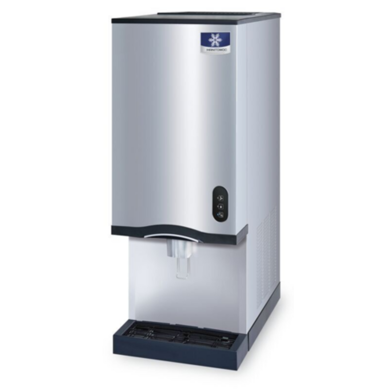 Manitowoc CNF0202A-L Countertop Nugget Ice Maker and Water Dispenser in a sleek stainless steel finish.
