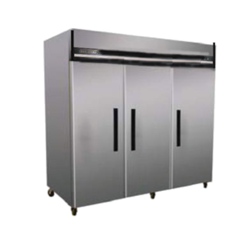 Maxx Cold MXCF-72FDHC 3-Door Commercial Reach-In Freezer 72 Cu. Ft. for high-capacity food storage.