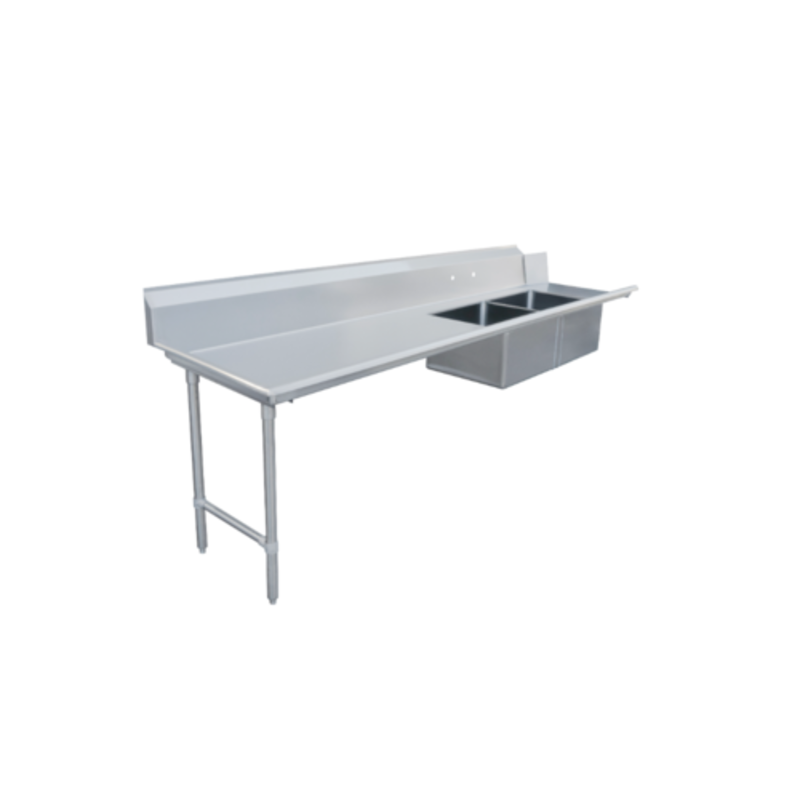 Omcan 48489 96-Inch Left-to-Right Straight Soiled Dishtable with Double Pre-Rinse Sinks