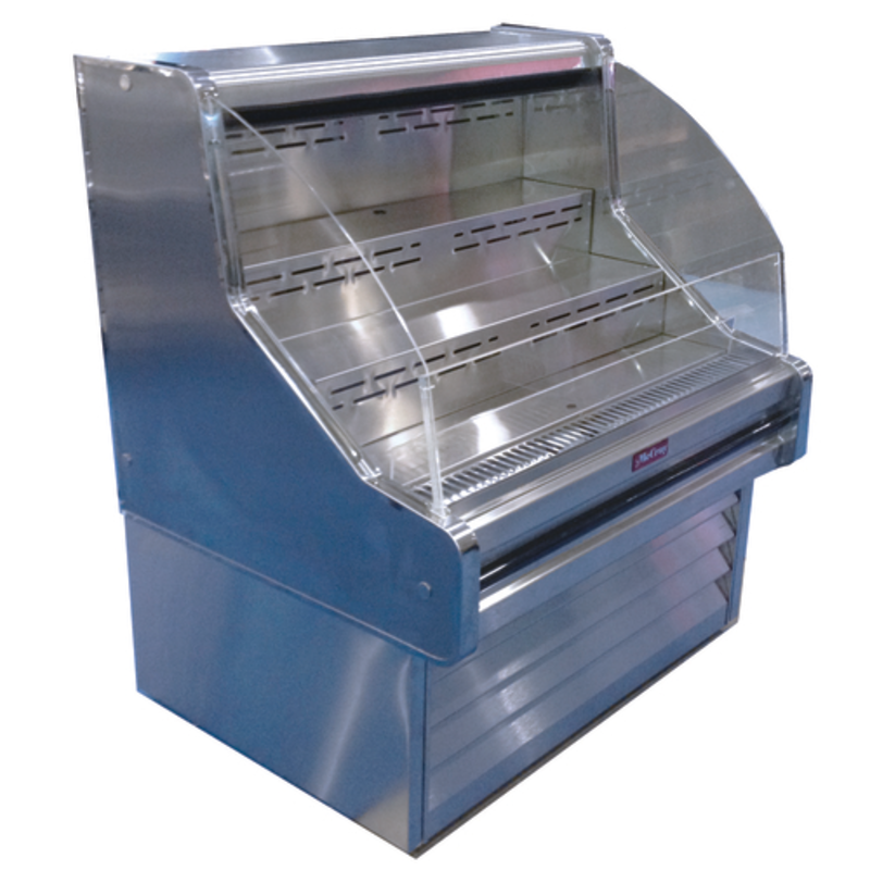 Howard-McCray SC-OS30E-3C-S 39-Inch Stainless Steel Open Refrigerated Merchandiser with Curved Ends
