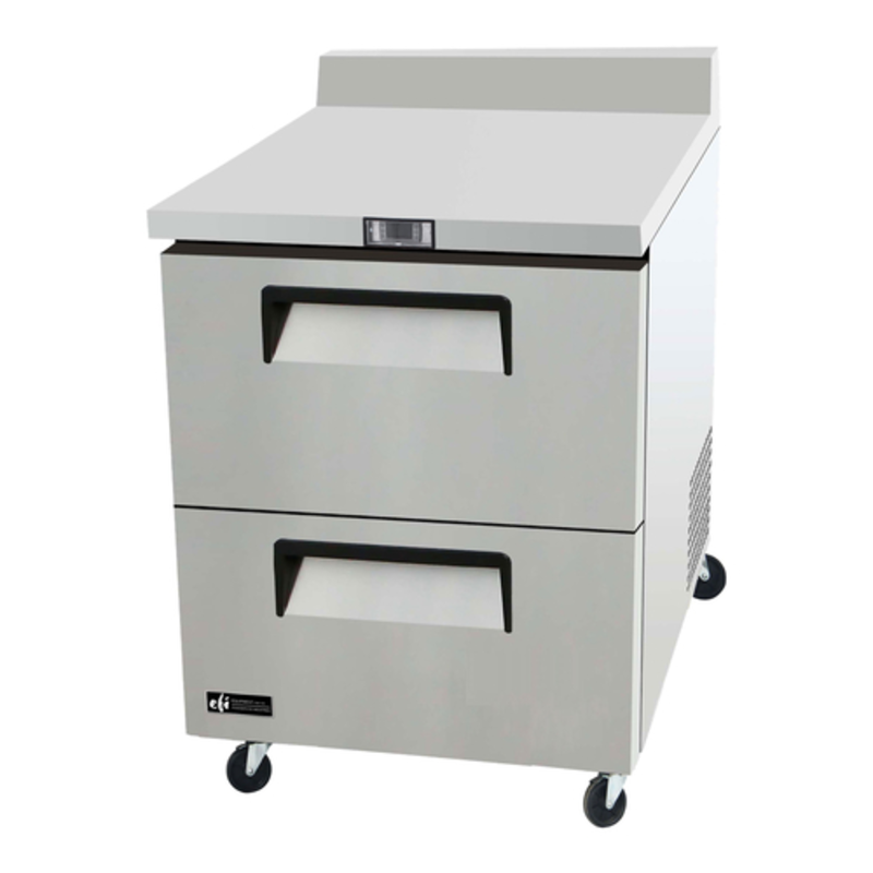 EFI FWDW2-27VC 27.5" Versa-Chill Commercial 2-Drawer Freezer Counter with Backsplash