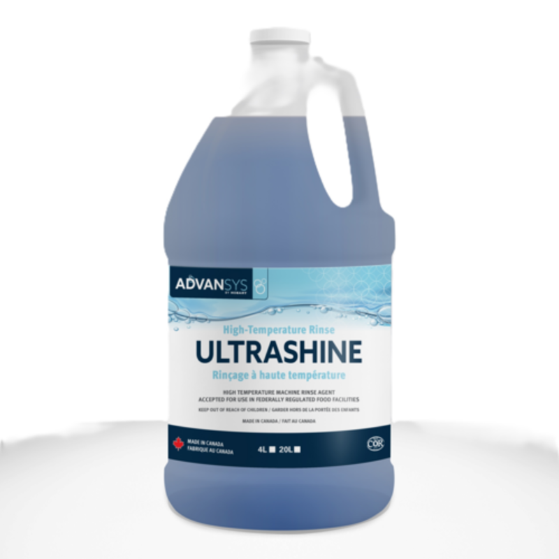 Hobart ULTRASHINE-1 High-Temp Commercial Dishwasher Rinse Aid, 4x4L Case