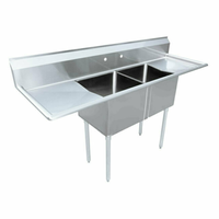 Omcan 43767 Commercial 72-Inch Dual-Bowl Pot Wash Sink with Drainboards