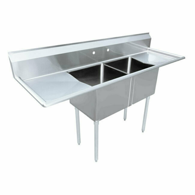 Omcan 43767 Commercial 72-Inch Dual-Bowl Pot Wash Sink with Drainboards