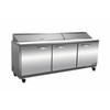 IKON ISP72 Commercial Sandwich Prep Table with three doors and stainless steel finish for food assembly.