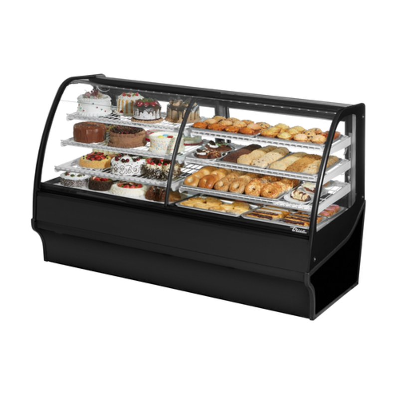 True TDM-DZ-77-GE/GE-S-S 77-Inch Dual-Zone Stainless Steel Bakery Merchandiser