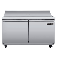 Maxx Cold MVR48SHC Refrigerated Sandwich Prep Station front view with stainless steel finish.