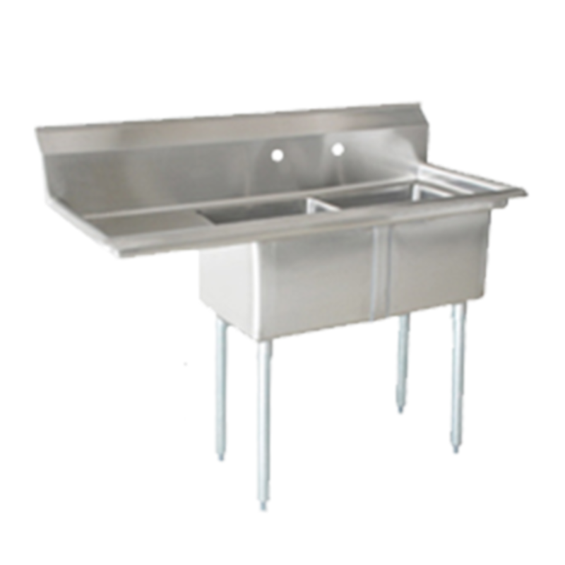 Omcan 25256 74.5-Inch Commercial Two-Compartment Sink with Left Drain Board