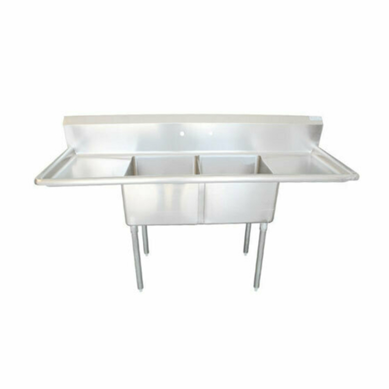 EFI SI818-2B 84-Inch Stainless Steel 2-Compartment Commercial Prep Sink with Dual Drainboards