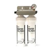 ITV PRO-102K 10-Inch Commercial Double Water Filtration Kit with dual filters and pressure gauge.