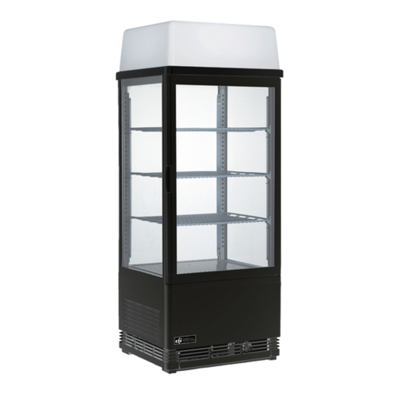 EFI CGSM-1742-B-L 16.9-Inch Black Refrigerated Four-Sided Glass Display Merchandiser, 2.8 Cu. Ft.