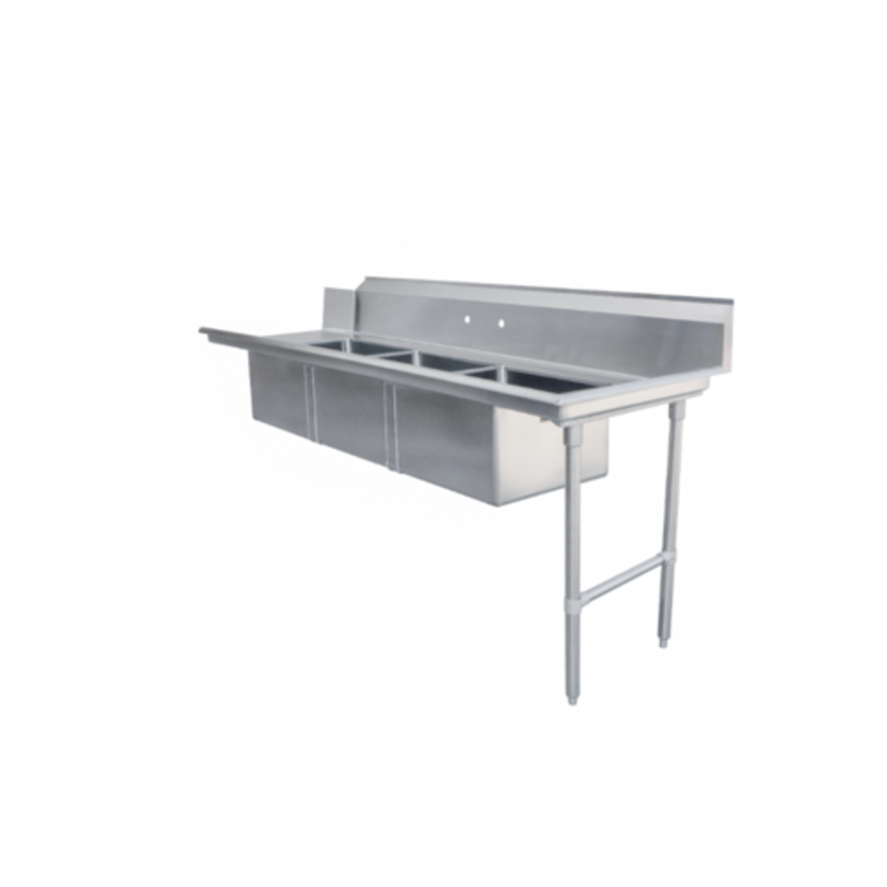 Omcan 48498 84-Inch Right-to-Left Commercial Soiled Dishtable with Triple Sink