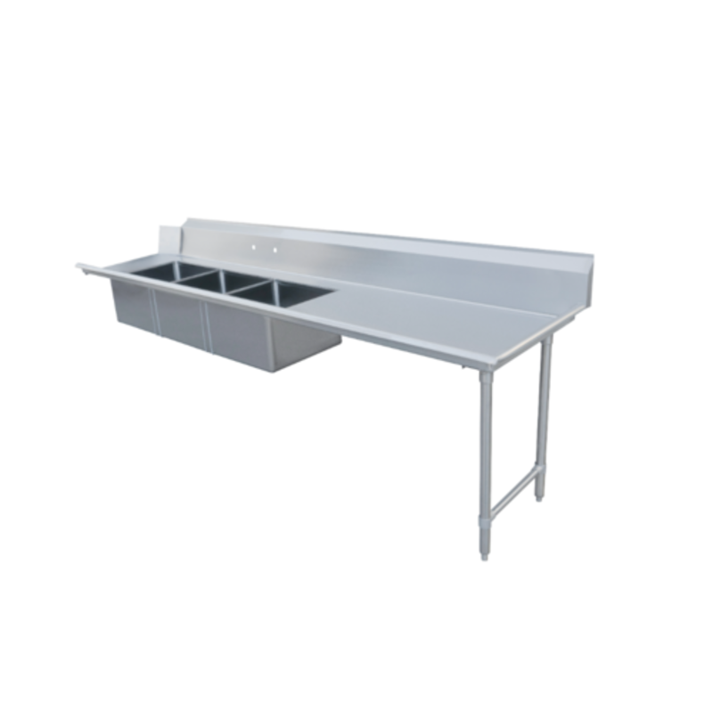 Omcan 48500 96-Inch Right-to-Left Commercial Soiled Dishtable with Triple Sinks