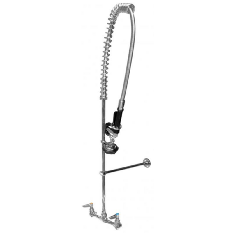Omcan 22123 Stainless Steel Wall-Mounted Pre-Rinse Assembly with 44-Inch Hose