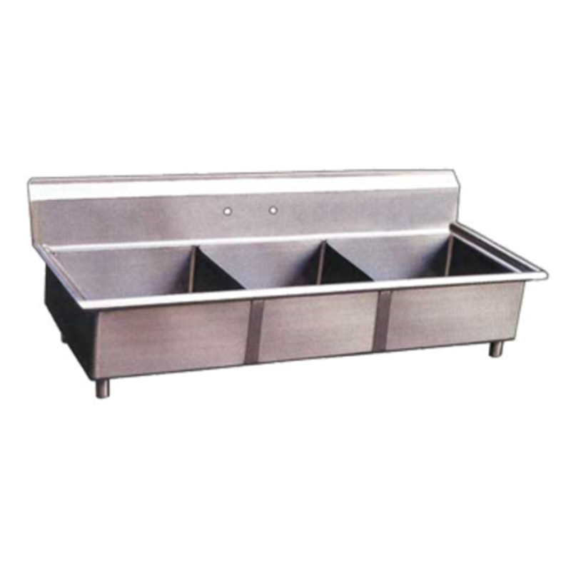 Omcan 22114 Commercial 3-Compartment Stainless Steel Pot Sink - 59" x 23.5"