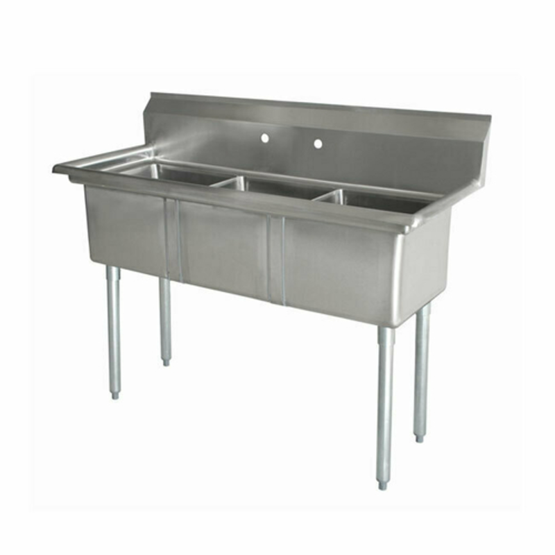 Omcan 43765 Stainless Steel 3-Compartment Commercial Sink (59" x 23.5")
