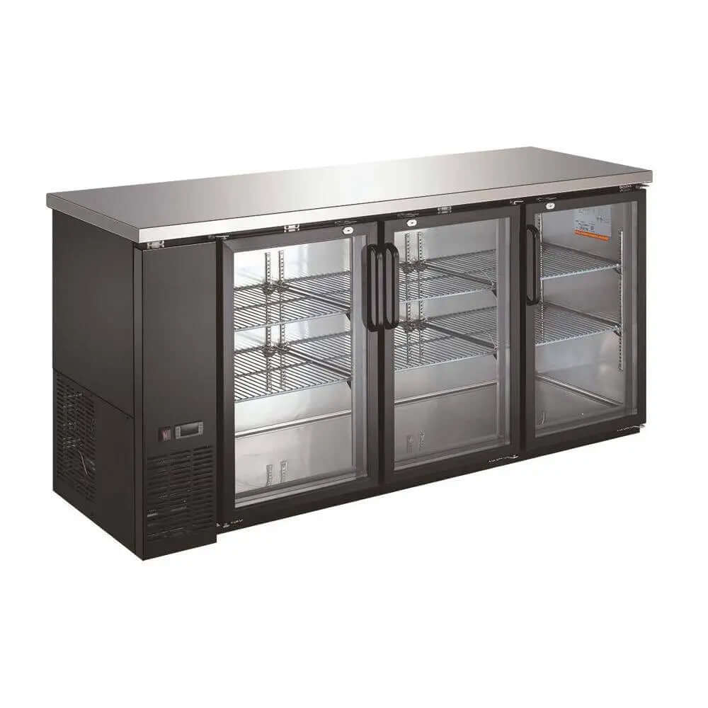 UBB-24-72G-HC Three Glass Door Back Bar Cooler - 72" Width