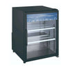 G138BMF-HC Glass Door Countertop Refrigerator showcasing chilled beverages and food items.