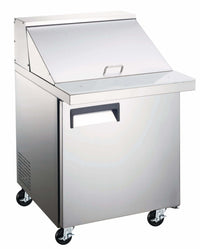 SCLM1 Refrigerated Mega Top Prep Table 27.5" ideal for small commercial kitchens with efficient workspace.