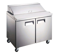 36 inch refrigerated salad prep table with spacious workspace and efficient cooling for commercial kitchens.