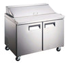SCL2 Refrigerated Salad/Sandwich Prep Table 47" exhibiting a stainless steel finish with double doors and convenient prep surface.