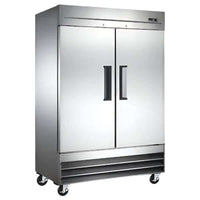 2RR Double Solid Door Cooler - 54" Width featuring stainless steel finish and sturdy door handles.