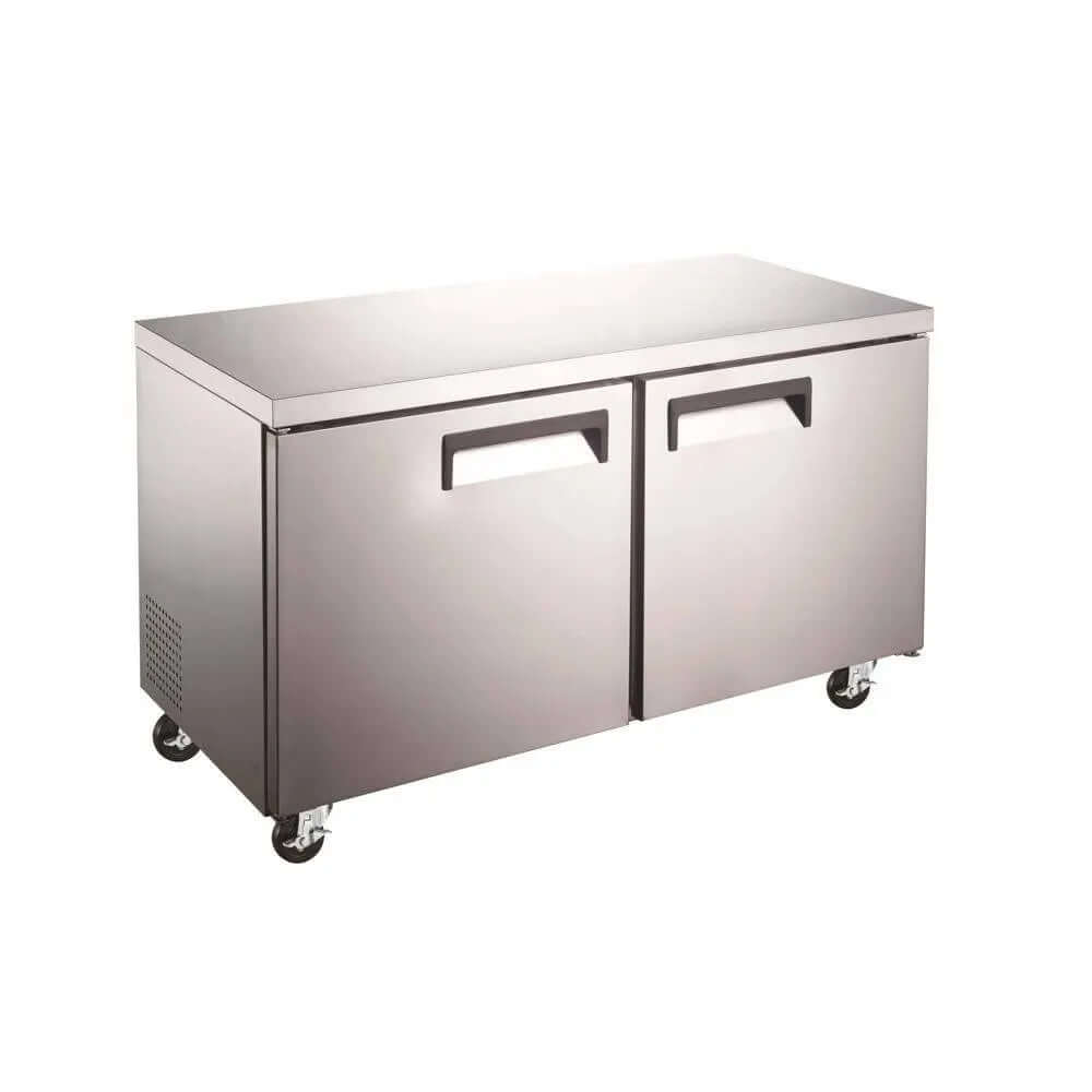 UUC60F Two Solid Door Under Counter Freezer 60 inches for efficient cold storage in commercial kitchens.