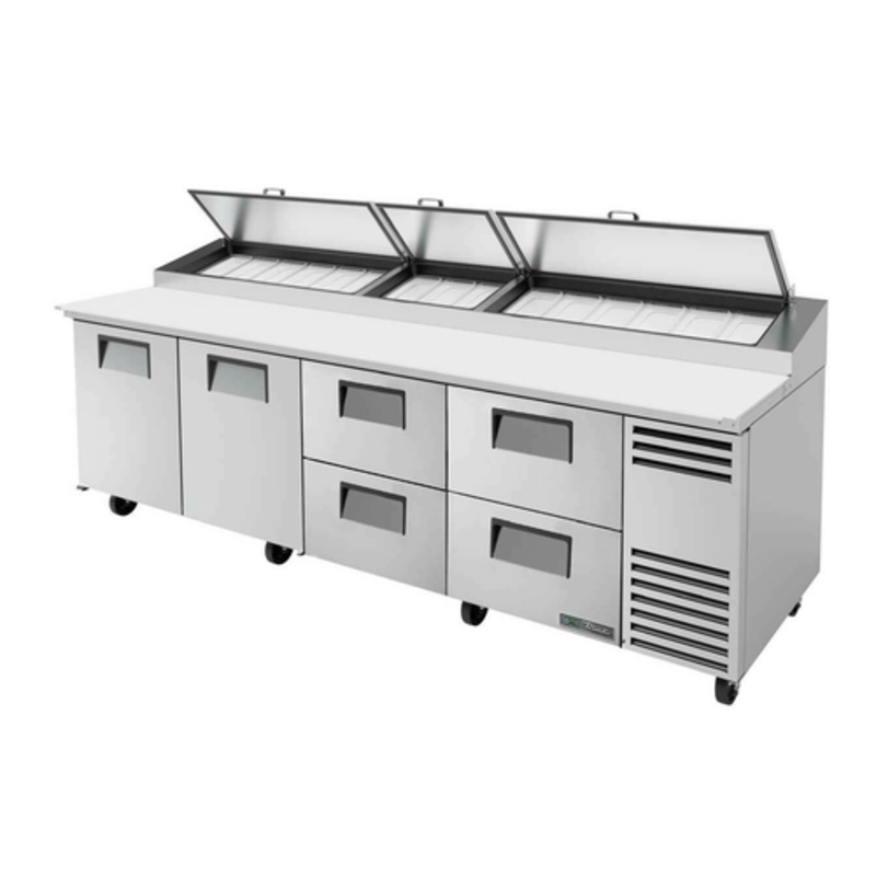 True 119.25" Refrigerated Pizza Prep Table - TPP-AT-119D-4-HC
