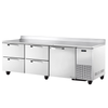 True Refrigeration 93-Inch Deep Worktop Refrigerator with 4 Drawers & 1 Door, a commercial worktop refrigerator with drawers.