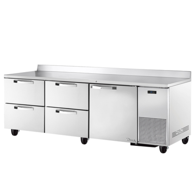 True Refrigeration 93-Inch Deep Worktop Refrigerator with 4 Drawers & 1 Door (TWT-93D-4-HC~SPEC3)
