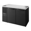 True Refrigeration TBR52-RISZ1-L-B-SS-1 52" commercial back bar refrigerator in black and stainless steel.