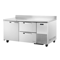 True Refrigeration TWT-67D-2-HC~SPEC3 67-inch deep worktop refrigerator with drawers and stainless steel design.