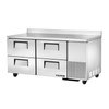 True Refrigeration deep worktop refrigerator with drawers featuring stainless steel design and four spacious drawers.
