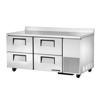 True Refrigeration deep worktop refrigerator with drawers featuring stainless steel design and four spacious drawers.